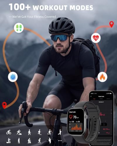 Smart Watch for Women Men, Fitness and Sleep Trackers with 1.83" HD Touchscreen, Bluetooth Calling Smartwatch IP67 Waterproof Multi-Sport Modes Pedometer, or Android/iOS, Black — view 3