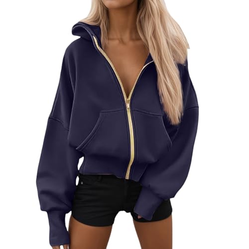 Sweat à capuche femme zippé avec poches veste ample et confortable