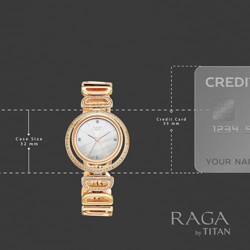 Image of Titan Raga Glimmers Quartz White Round Dial Women's Analog Watch - 95329WM01F