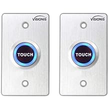 Visionis 2 Pack FPC-7516 VIS-7005 Indoor Ultra Thin Push + Touch to Exit Button for Door Access Control with LED Light NC COM and NO Outputs