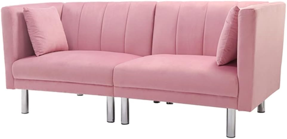 Velvet Sofa Bed Living Room Couch W/Metal Legs Holders Sleeper Daybed, for Small Spaces