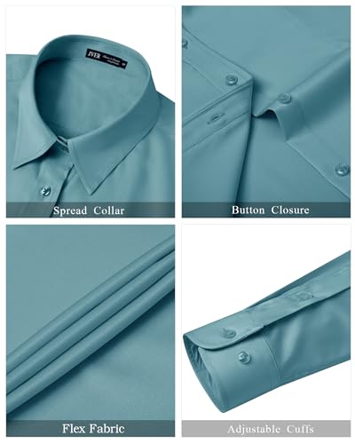 Image of J.VER Womens Dress Shirts Long Sleeve Button Down Shirt Wrinkle-Free Business Casual Blouse Office Work Tops