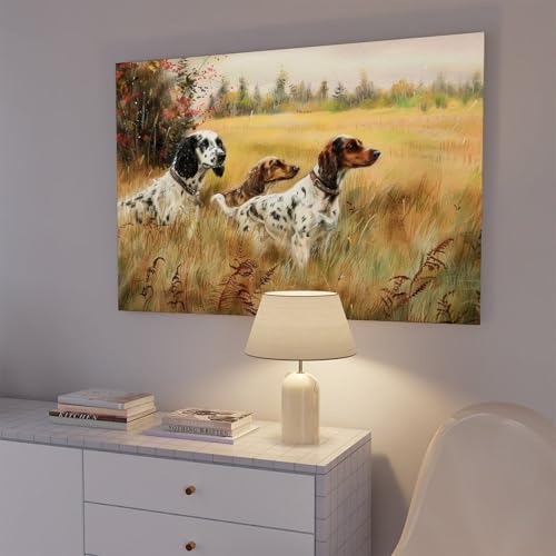 Poster vintage chien de chasse en toile idee cadeau originale de grand format pour collectionneur