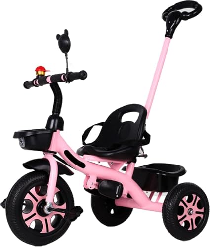 ChoyClit 子供乗せ自転車 三輪車 キックバイク 三輪車 手押し棒付き 子供自転車 自転車 3輪 赤ちゃん おもちゃ 調節可能なシート 軽量 組み立て簡単 1 〜 6 歳のお子様向け 乗用玩具 (ピンク,アップグレードです)