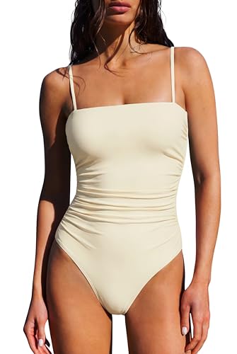 Image of SUUKSESS Women Sexy One Piece Swimsuit Tummy Control Square Neck Bathing Suit