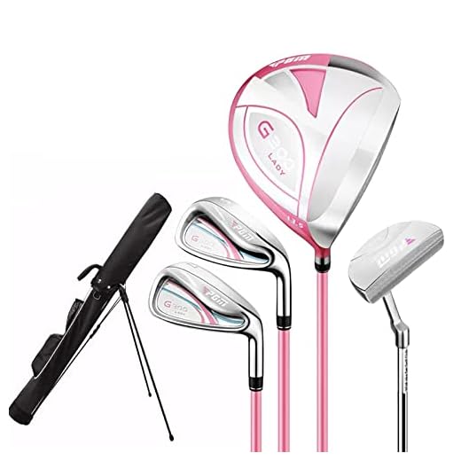 PGM Women's 4-Piece Golf Club Set - Titanium 1 Wood, 2 Irons, 1 Putter with Golf Stand Bag