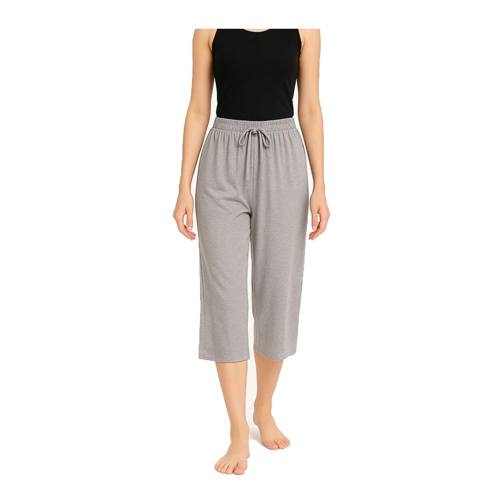 Womens Cotton Plain Loosefit Yoga Pants for Girls Grey Single Pack-picture-36