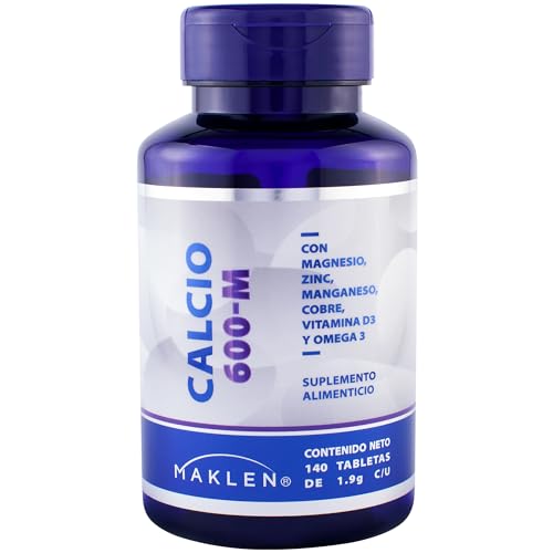 CALCIO | Calcio 600 M con Calcio, Magnesio, Zinc, Vitamina D3, Omega 3, Cobre y Manganeso | 140 Tabletas de 1900 mg | Complex para Sistema Oseo y General |...