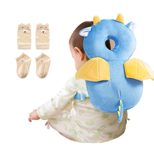Image of Baby Toddler Head Protector, Baby Head Protection Backpack, Adjustable, Lightweight and Breathable, Blue Dragon