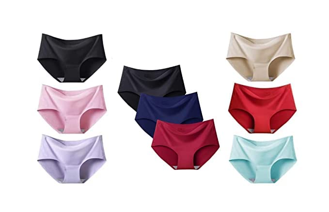 LOURYN KOULYN Women/Girls Ice Silk Seamless Panty Mid Rise No Show Laser Cut Invisible Panti Smooth Stretch Women Hipster Panties for Women Daily Use (Multi Colored)-image-46