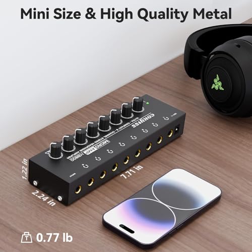 COKYISS Amplificador de fone de ouvido, amplificador de áudio estéreo de 8 canais, divisor de fone d