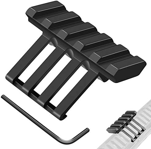 FENTUK Picatinny Offset Rail Mounts, 5 Slots 45 Degree Offset Picatinny Weaver Rail Mount Aluminum Low Profile Adapter for Flashlight Laser Sight Optics (5 Slot - 1 Pack)