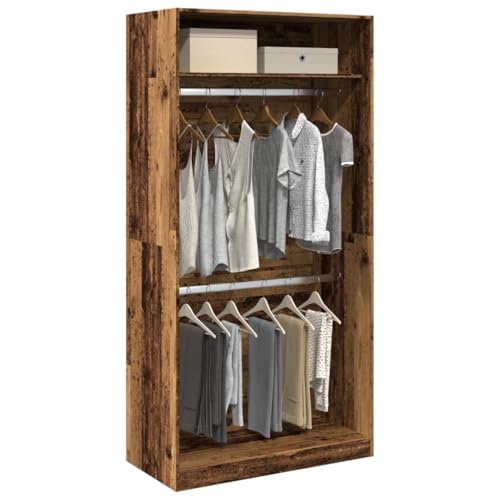 Frdhee Armario esquinero para dormitorio infantil, aspecto de madera vieja, 100 x 50 x 200 cm, material de madera, armario infantil para habitación infantil, dormitorio o habitación de invitados