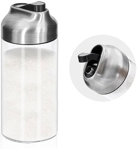 Aelga 12 OZ Glass Sugar Dispenser with Pour Spout, Weighted Pourer, for Coffee,Tea and Baking