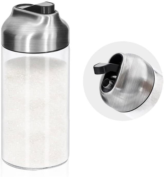 Aelga 12 OZ Glass Sugar Dispenser with Pour Spout, Weighted