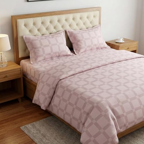 Image of Mush Satin Bedsheet King Size with 2 Pillow Case | 400 TC Bedsheets for King Size Bed | Cooling, Soft & Breathable Satin Bed Sheet, Premium Bedsheets Kingsize (Lavender, Jacquard Collection)