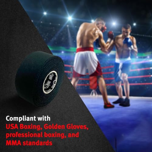 Image of Ringside 1 inch Athletic Trainers Tape, Cotton Kinesiology Tape for Combat Sports, Adhesive, 30 Foot Rolls, Black