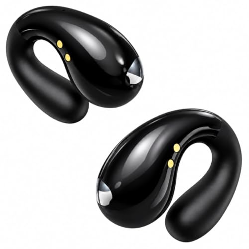 Boytond Auriculares ultra abiertos, cómodos auriculares de conducción ósea con clip, auriculares abiertos sobre la oreja con construcción impermeable para correr, entrenamientos de gimnasio y deportes