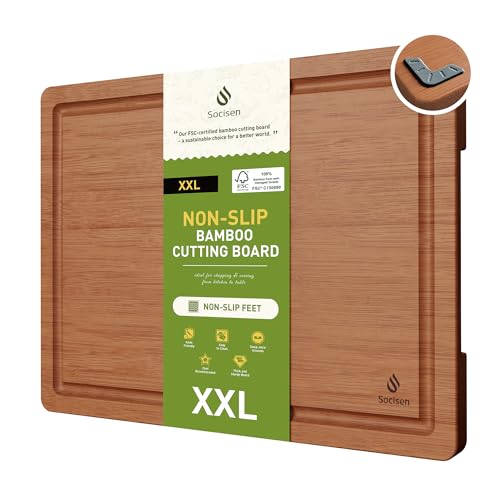 Comparison: Best Xxl Cutting Board 9 Extra Large Bamboo Cutting Board with Non Slip Feet and Over Sink Butcher Block Chopping Board Nice Solid Thick Wooden Juice Groove Big Xl XXl xlarge Best Hardwood Kitchen Counter Organic