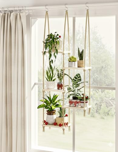 Bamworld Hanging Shelves Plant Hanger Indoor Window...
