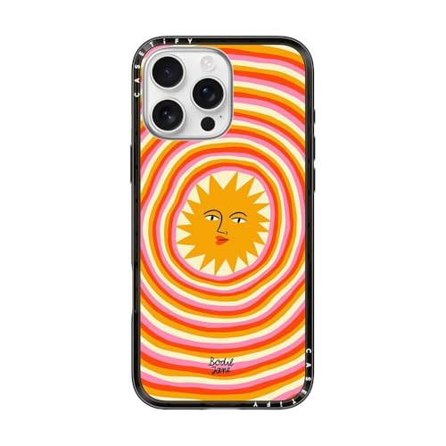 Coque MagSafe iPhone 16 Pro Max CASETiFY Compact noir transparent motif rayons de soleil