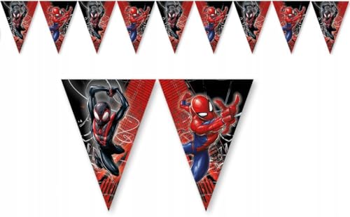 Spiderman, striscione a triangolo in carta FSC (9 bandiere) 1 ct