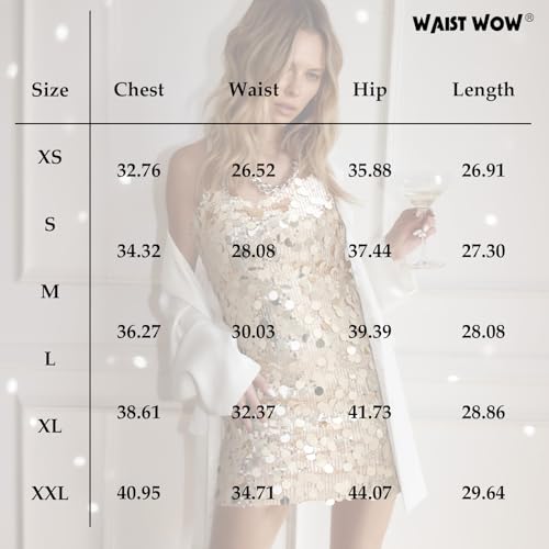 Image of Waist Wow Sequin Dress for Women Spaghetti Strap Sexy Dresses Glitter Sparkly Mini Dress