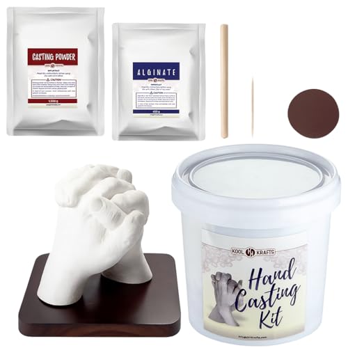 Hand Casting Kit for Couples | DIY Plaster Statue Molding Kit | DIY Hand Mold Kit | Anniversary for Men, Women | Wedding Gift | Wooden Mahogany Base | Birthday Gift.