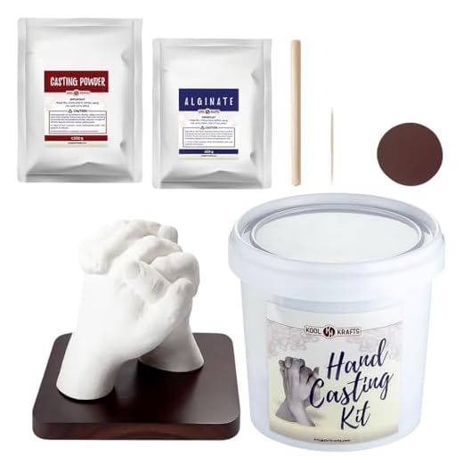 Hand Casting Kit for Couples | DIY Plaster Statue Molding Kit | DIY Hand Mold Kit | Anniversary for Men, Women | Wedding Gift | Wooden Mahogany Base | Mother's Day Gifts for Wife