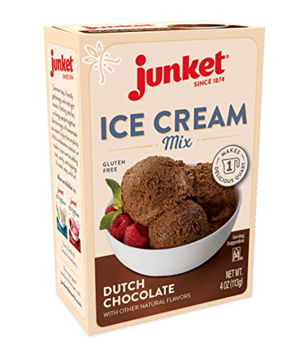 Junket Ice Cream Mix - Homemade Chocolate Ice Cream Mix - Ice Cream Starter Powder For Ice Cream Makers or Make By Hand - Natural Ingredients, Gluten Free - Makes 1 Quart - Dutch Chocolate, 4 Oz