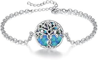 CELESTIA Tree of Life Bracelet for Women 925 Sterling Silver Abalone Shell Mothers Day Jewellery Gifts for Mum Daughter Length 7.8"