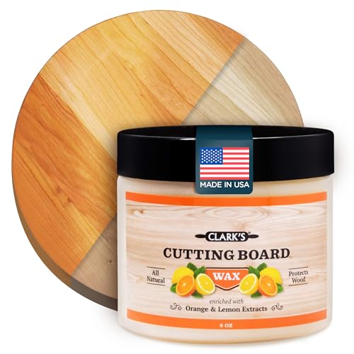 CLARK'S Cutting Board Finish Wax, Enriched with Lemon & Orange Oils ,Made with Natural Beeswax and Carnauba Wax,Butcher Block Wax, (6 ounces)