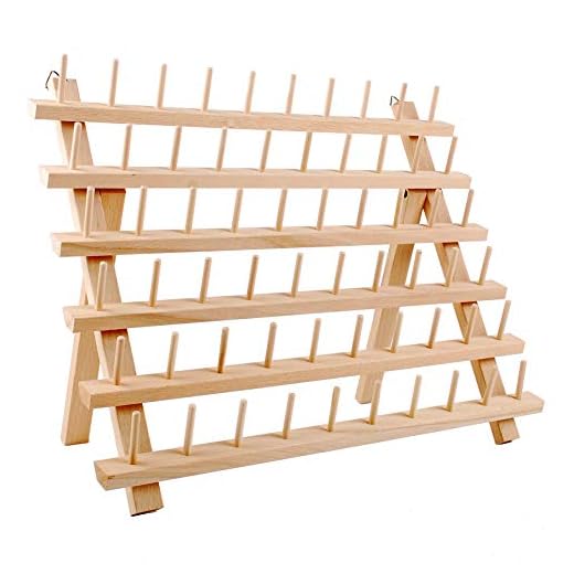 27+ Inspiring Sewing Room Decor Ideas for a Creative Space 3 NW 60-Spools Wooden Thread Holder Sewing and Embroidery Thread Rack and Organizer Thread Rack for Sewing with Hanging Hooks