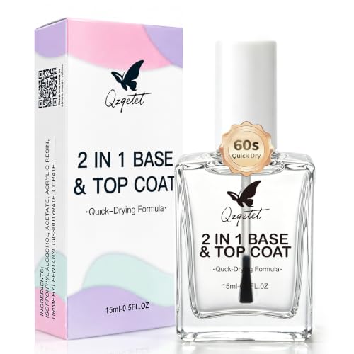 2-in-1 Clear Base &amp; Top Coat Nail Polish, Quick Dry High Shine Finish