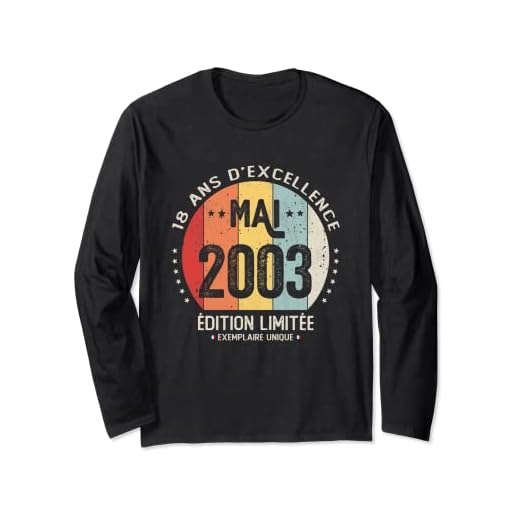 18 años de cumpleaños, regalo de mayo de 2003, niño o niña Manga Larga