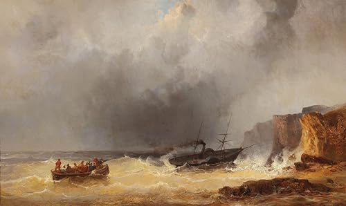 Toile navire en détresse en mer Josef Karl Berthold Puttner affiche art 60x90cm