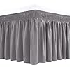 Biscaynebay wrap around bed skirts for queen beds 15 drop silver grey adjustable elastic dust ruffles easy fit wrinkle fade resistant silky luxurious fabric machine washable  urban country home decor