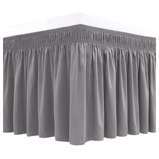 Biscaynebay Wrap Around Bed Skirts Elastic Dust Ruffles, Easy Fit Wrinkle and Fade Resistant Silky Luxrious Fabric Solid Color, Silver Grey for King and California King Size Beds 15 Inches Drop