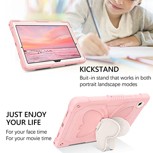 Guagua Compatible With Samsung Galaxy Tab A8 Case 10.5" 2022 Sm-X200 X205 X207 Kickstand Cover Hybrid 2 In 1 Rugged Shockproof Protective Anti-Scratch Tablet Case For Galaxy Tab A8, Rose Pink/Beige #TOP2