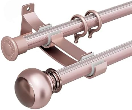 28mm Aluminum Alloy Double Curtain Rod Set, 50kg Load Capacity, Silent Gliding ABS Rings, Stylish Finials, Wall Mounted for Living Room & Bedroom (Black, 140CM)