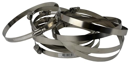 Pro Tie 33020 SAE Size 88 Range 5-1/16-Inch-6-Inch Regular Duty All Stainless Hose Clamp, 10-Pack