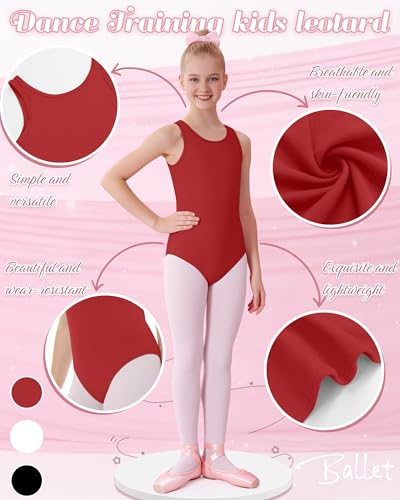 Image of 3 Pack Girls Leotards Toddler Ballet Tank Leotard Kids Dance Gymnastics Outfits Solid Sleeveless Bodysuit 2-12Y