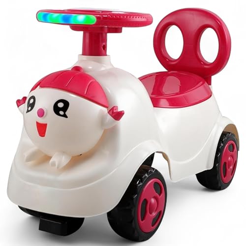Image of kidsROAR Push Ride On Car for Kids 1-5 Years | Baby Push Car with Music, 3D Lights & Backrest | Premium Ride On Toy Supports Up to 35kg (Cartoon, RED)