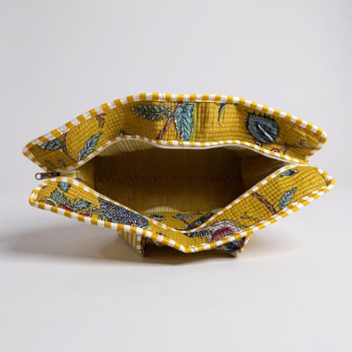 Bolso tote de algodón acolchado con estampado tropical miniatura 6