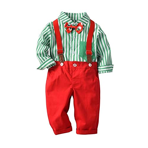 XIFAMNIY Baby Boy Christmas Gentleman Outfit 3Pcs Pants and Top Sets Newborn (G-R 12-18Months)