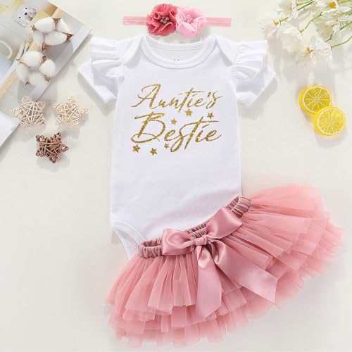 aunties bestie star gilding print baby clothes girl little bestie auntie baby girl outfits2