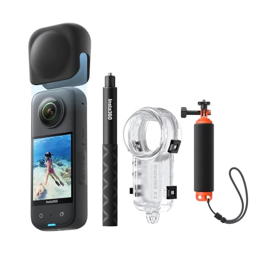 Image of Insta360 X3 Invisible Dive Bundle - Waterproof 5.7K 360 Action Camera, Dive Case, Selfie Stick, Dual 1 /2 inch 48MP Sensors, Stabilization, 360 Horizon Lock, 4K Single-Lens, AI Editing