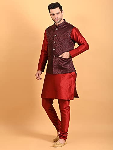 Image of Uri and MacKenzie Men's Silk Blend Kurta Pajama with Designer Ethnic Nehru Jacket /Modi Jacket