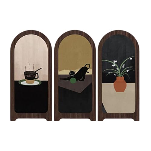 FytStycale Mini Tavolo Pieghevole, Decorazione Tradizionale Cinese, Divisorio a 3 Pannelli, Artigianato Feng Shui, Decorativo per La Casa, Adatto per, Style B