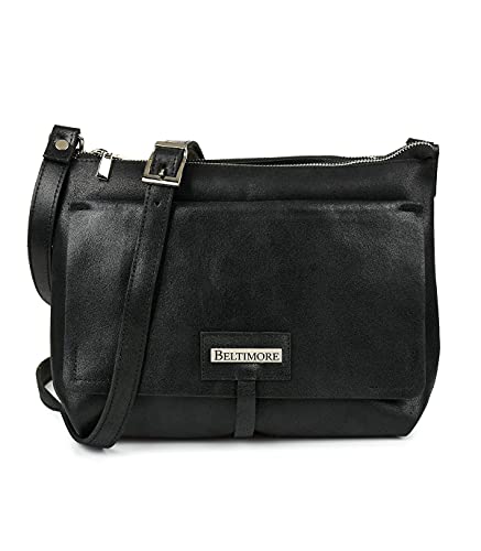 Sac messager femme cuir noir fini le désordre avec ses deux chambres